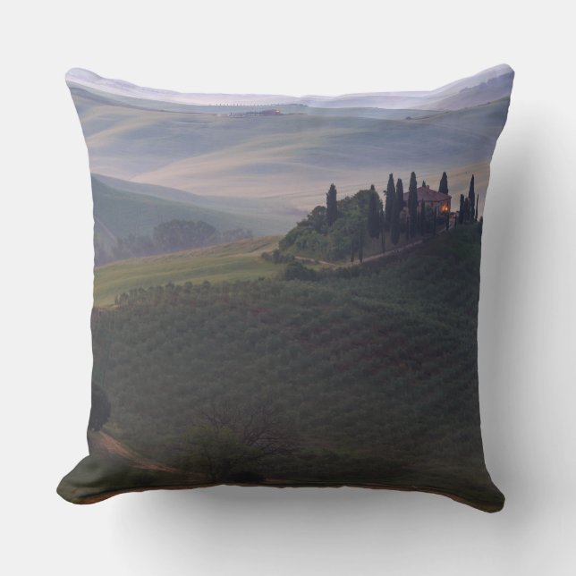 Kudde med hus i Toscana i morgondimma (Framsida)