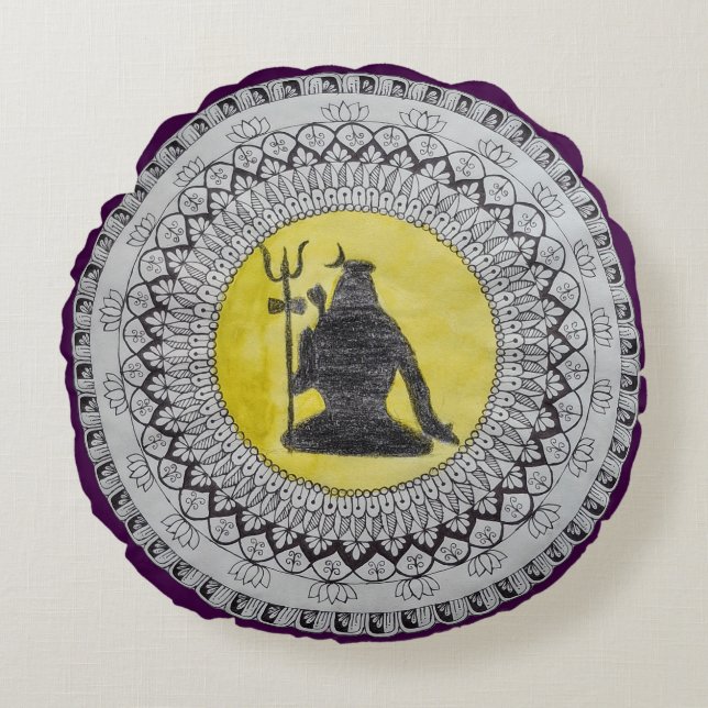 Kudde med Lord Shiva Mandala Art (Framsidan)