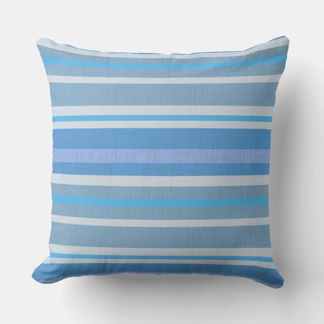 Kudde med RAND, TEXTUERAT, BLUE COTTON (Framsida)