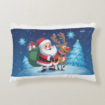 kudde med Tomte och renar