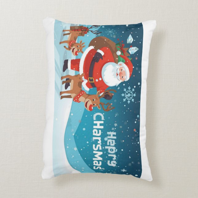 kudde med Tomte och renar (Baksidan(Vertikal))