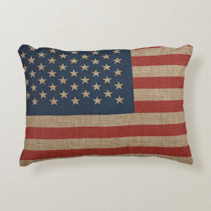 Kudde med USA flaggan på brun kanfas