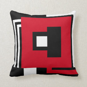Kudde svarten, vit &red i modern geometrisk stil