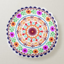 Kudde-vit för runda för blom- design för Hippie