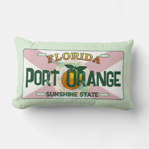 Kudden för flagga av hamnplatta Orange Florida Lumbarkudde