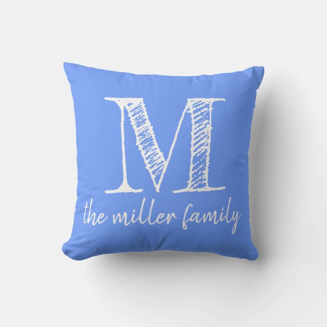 Kudder den beställnings- Monogrammed familjen för Kudde (Framsida)
