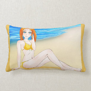 Kudder den blonda flickasängen för Anime Lumbarkudde