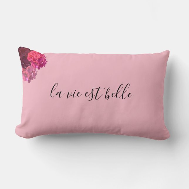 "Kudder den dekorativa nätt " rosa & röda blom- Lumbarkudde (Framsida)