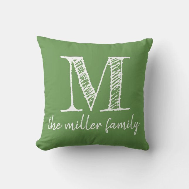 Kudder den gröna beställnings- Monogrammed Kudde (Framsida)