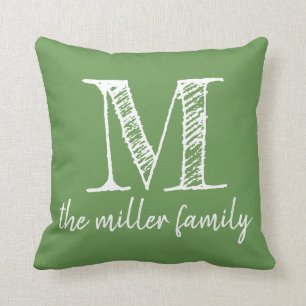 Kudder den gröna beställnings- Monogrammed Kudde