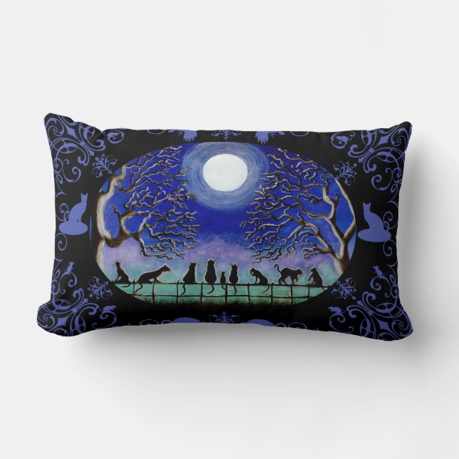 Kudder den hem- dekoren för svarta katter lumbarkudde (Framsida)