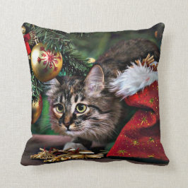 Kudder den roliga kattungen för Meowy jul Kudde