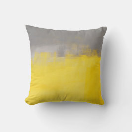 "Kudder en enkel abstrakt" grå färg- och gultkonst Kudde