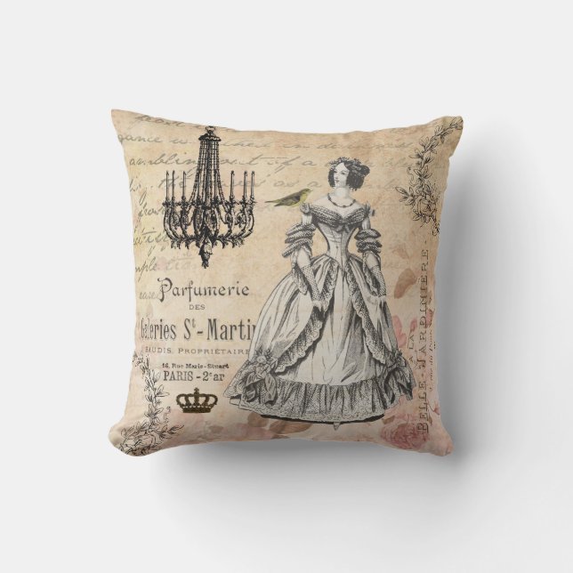 Kudder fransk damshabby chic för vintage kudde (Framsida)