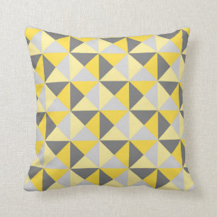 Kudder geometriska trianglar för Retro gula grå Kudde
