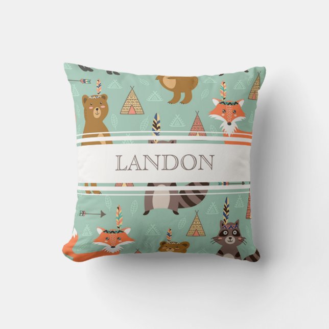 Kudder infödda skogvänner för personlig kudde (Framsida)