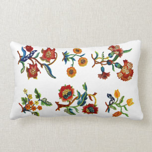 Kudder Jacobean broderi för fauxen Lumbarkudde