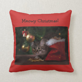 Kudder julen "för Meowy jul" katt Kudde