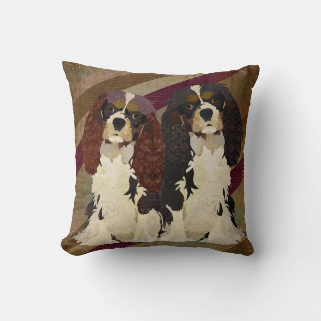 Kudder Retro stolt Spaniels för kungen Kudde (Framsida)