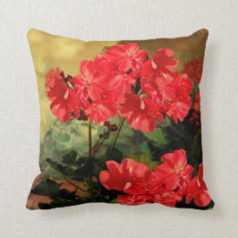 Kudder röda pelargonblommor för antik stil kudde