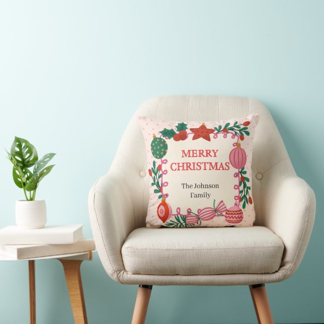 Kuddfamiljens namn | Rosa Doodle-ornamenter Kudde (Stol)