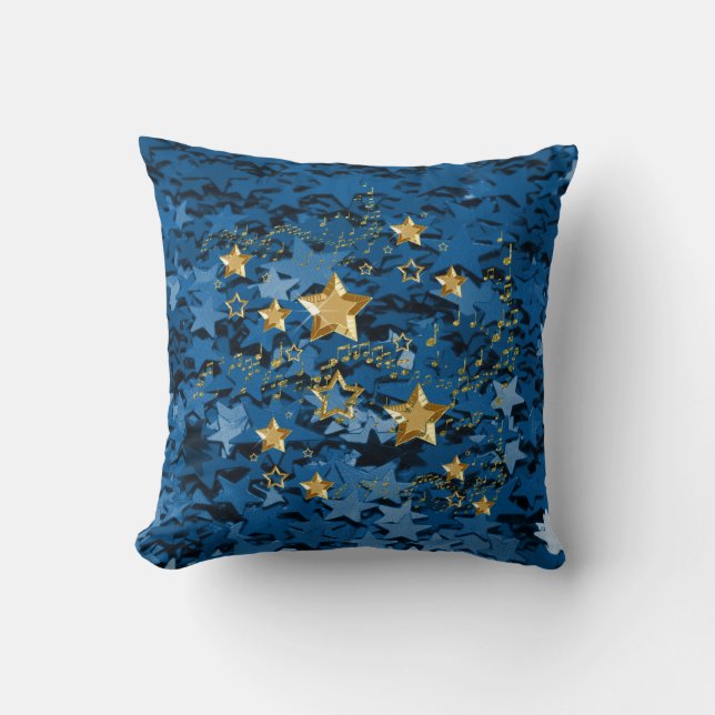 Kuddfodral med Royal Blue & Guld Stjärnor Kudde (Framsida)