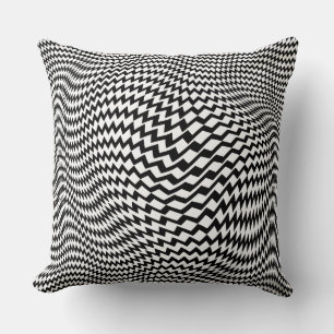 Kuddfodral Svart Vitt Op Art Hypnotisk Sicksack Ka Kudde
