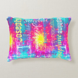 Kuddigt färglöst Tie Dye Boho tonade ner Namn Prydnadskudde