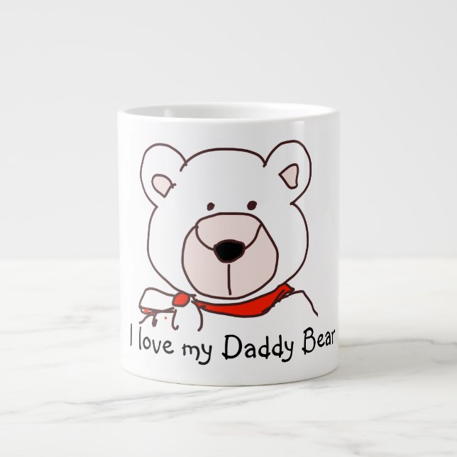 Kuddiskt Bear Illustration I kärlek min pappa Bear Jumbo Mugg (Framsidan)