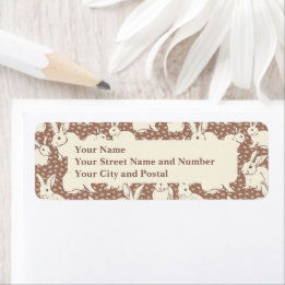 Kuddiskt Bunny Rabbits Bonanza - Mocha Mousse. Returadress Etikett