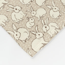 Kuddiskt Bunny Rabbits Bonanza - mönster. Fleecefilt