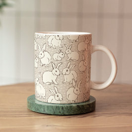 Kuddiskt Bunny Rabbits Bonanza - mönster. Kaffemugg