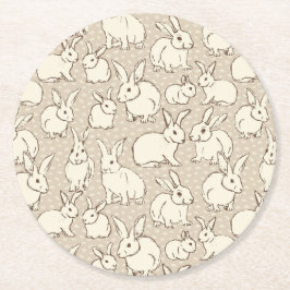 Kuddiskt Bunny Rabbits Bonanza - mönster. Underlägg Papper Rund