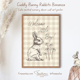 Kuddiskt Bunny Rabbits Bonanza - nyfödd bebis-pojk Poster