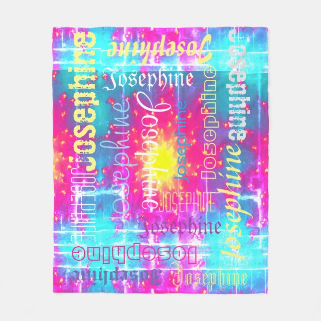 Kuddiskt varm färggrann ull Personlig Namn Fleecefilt (Framsidan)