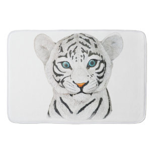 Kuddiskt vit tigerkonst - Cute Wildlife Art Badrumsmatta