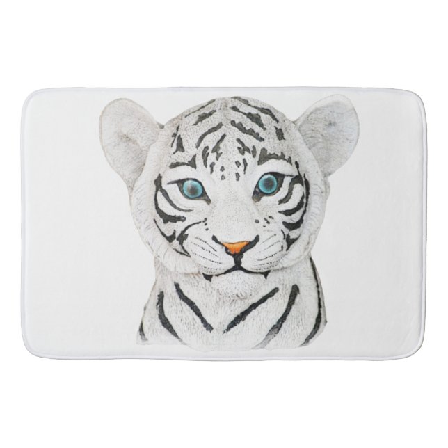 Kuddiskt vit tigerkonst - Cute Wildlife Art Badrumsmatta (Framsidan)