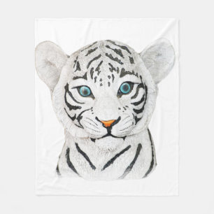 Kuddiskt vit tigerkonst - Cute Wildlife Art Fleecefilt