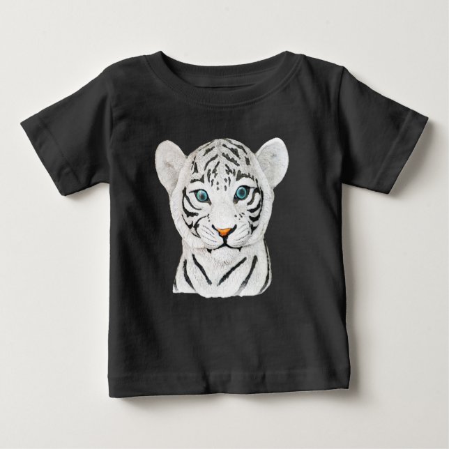 Kuddiskt vit tigerkonst - Cute Wildlife Art T Shirt (Framsida)