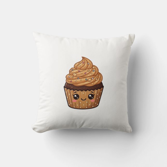 Kuddkudde i form av peanut butter-cupcake i kawaii kudde (Framsida)