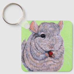Kudnigt nibbling Chinchilla Painting Keychain Nyckelring