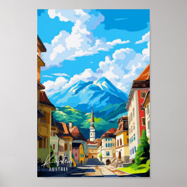 Kufstein Austria Art Vintage Travel Illustration Poster