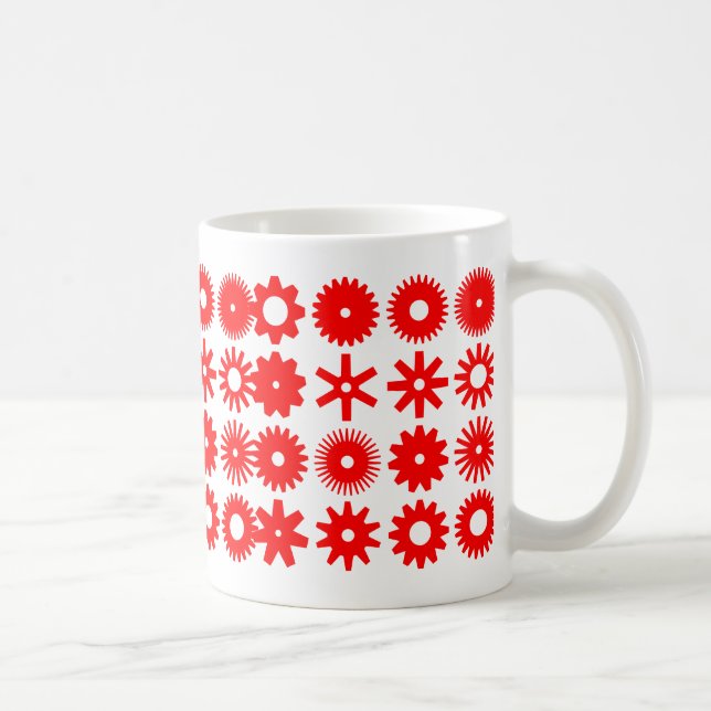 Kugghjul - Rött på Vitt Kaffemugg (Höger)