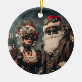 Kugghjul: Steampunk Santa & Claus Julgransprydnad Keramik