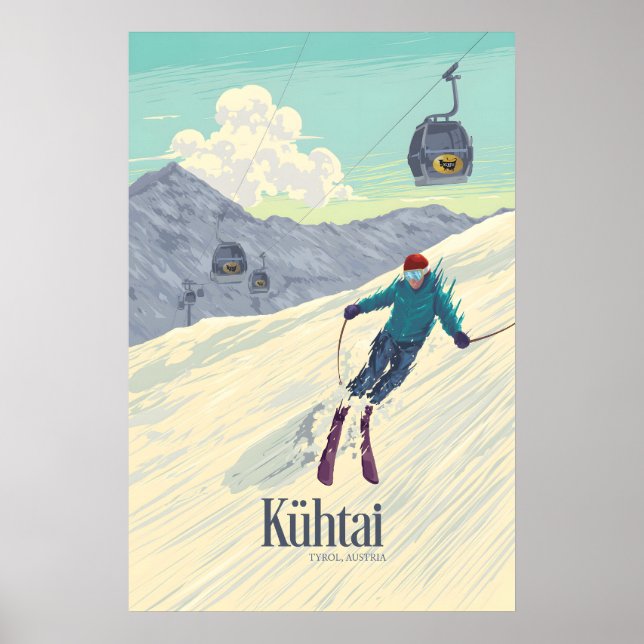 Kühtai Tyrol Österrike Skidort Resa Affisch (Framsidan)