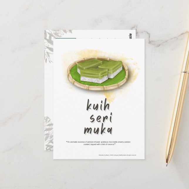 Kuih Seri Muka Malaysia vykort (Fram/Back In Situ)