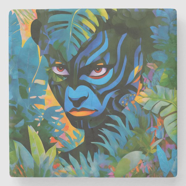 "Kuiráya" - Målad Löv - Kvinnor i Amazonas Stenunderlägg (Framsidan)