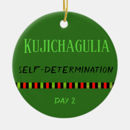 Kujichagulia - Kwanzaa Dag 2 Grönt Julgransprydnad Keramik