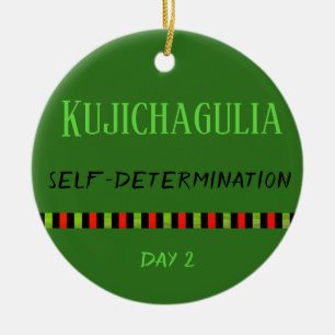 Kujichagulia - Kwanzaa Dag 2 Grönt Julgransprydnad Keramik