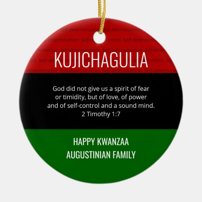 KUJICHAGULIA Kwanzaa Julgransprydnad Keramik (Framsidan)